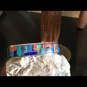 Navajo sterling and inlay bracelet- SOLD